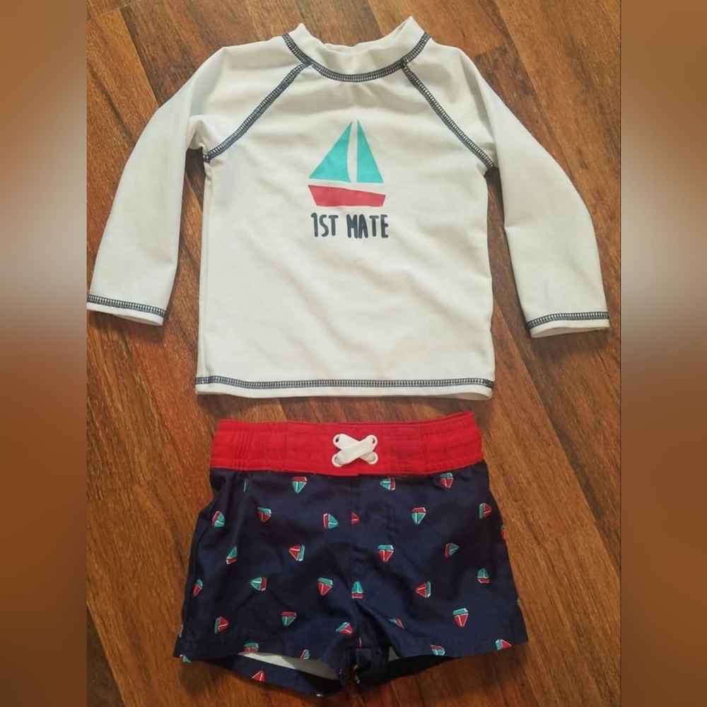 baby rash guard swim suit by cat and jack, 6-9m, swim suit material
